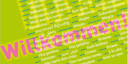 Plakat „Willkommen“ in 105 Sprachen