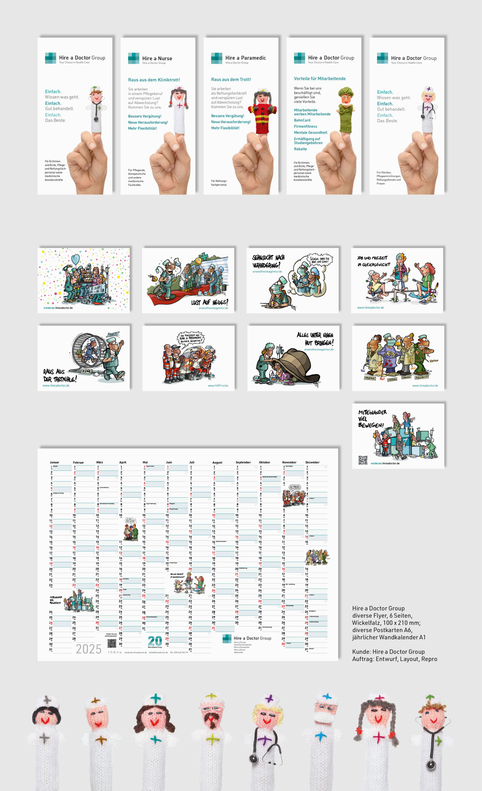 Hire a Doctor Group, Layout, Repro, Gestaltung, Herstellung