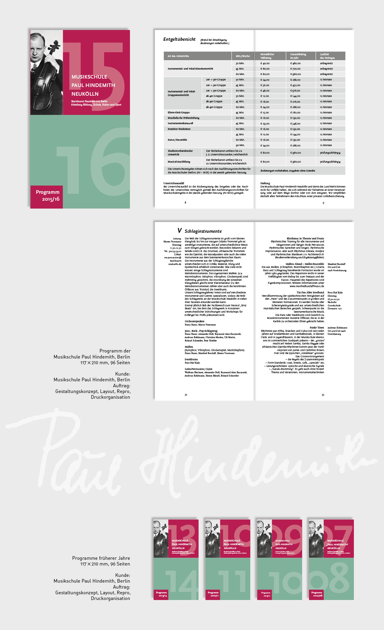 Programm Musikschule Paul Hindemith, Layout, Repro, Gestaltung, Herstellung