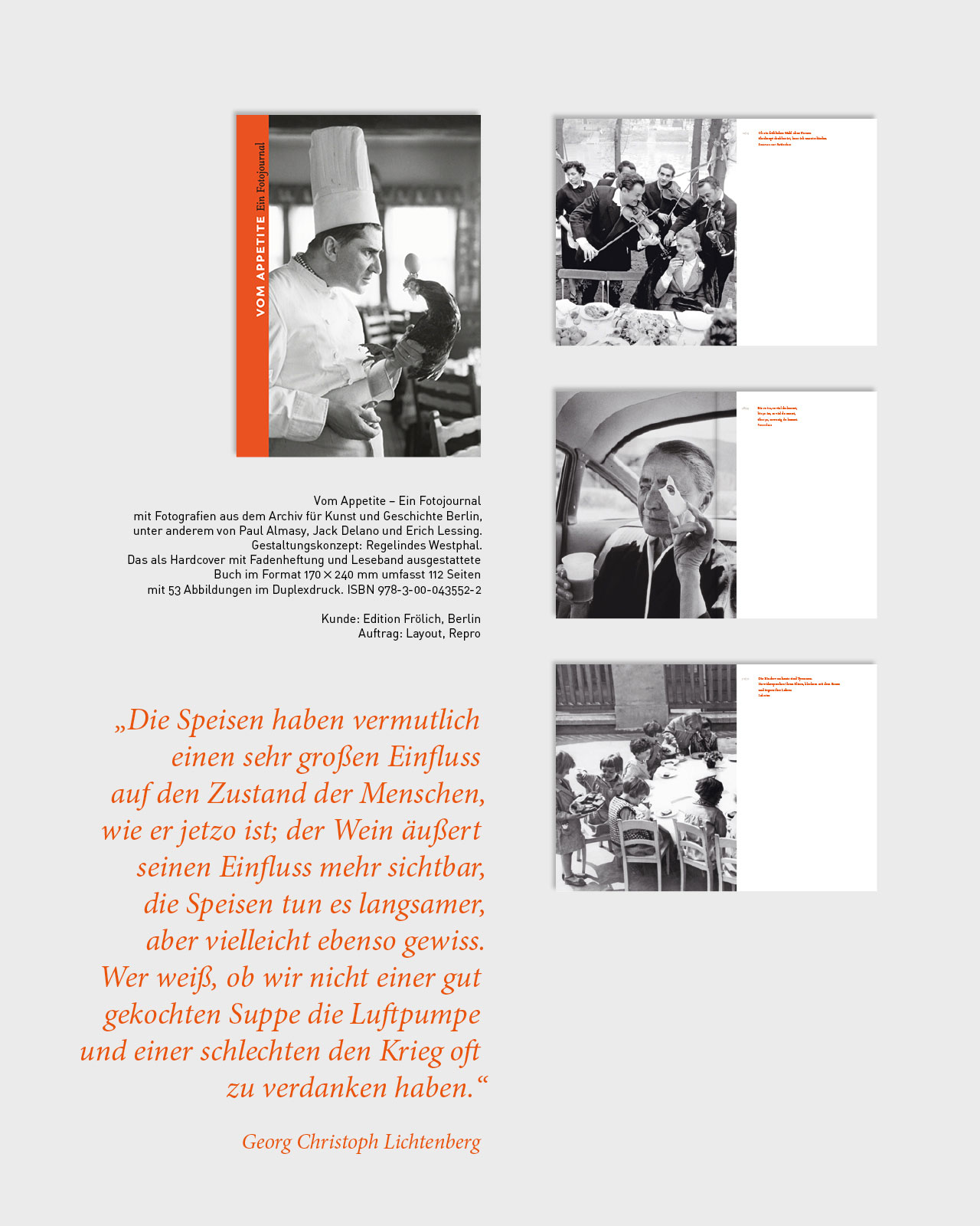 Edition Frölich, Vom Appetite – Ein Fotojournal, Layout, Repro
